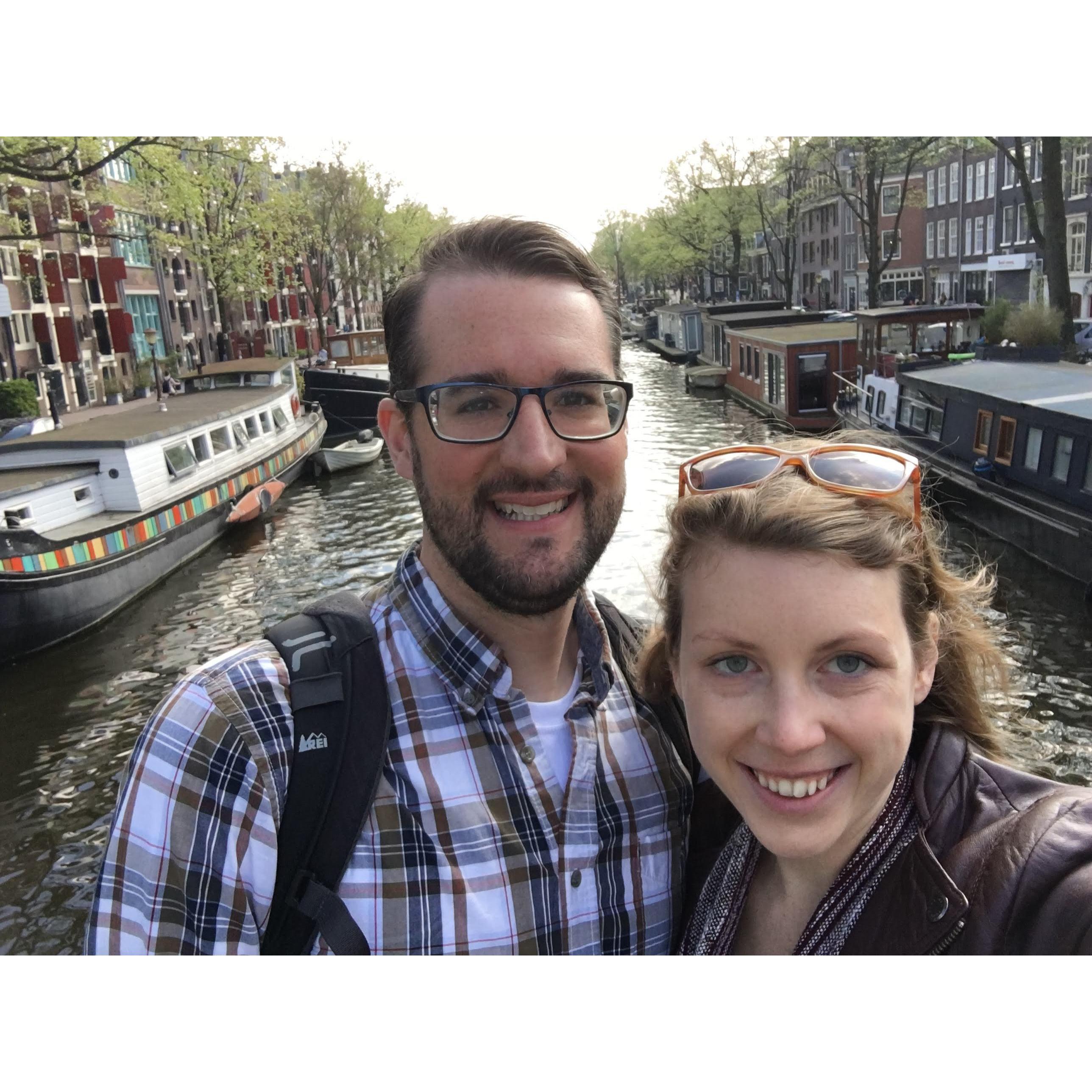 On the canals in Amsterdam.