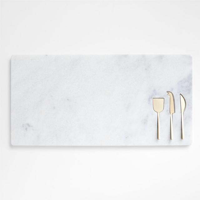 Octavia Marble Serving Board With Cheese Knives