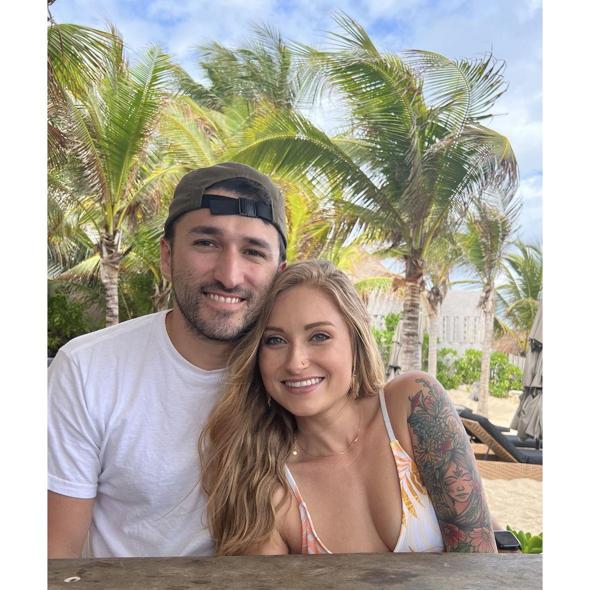 Soaking up the sun in Mexico, our first trip together
