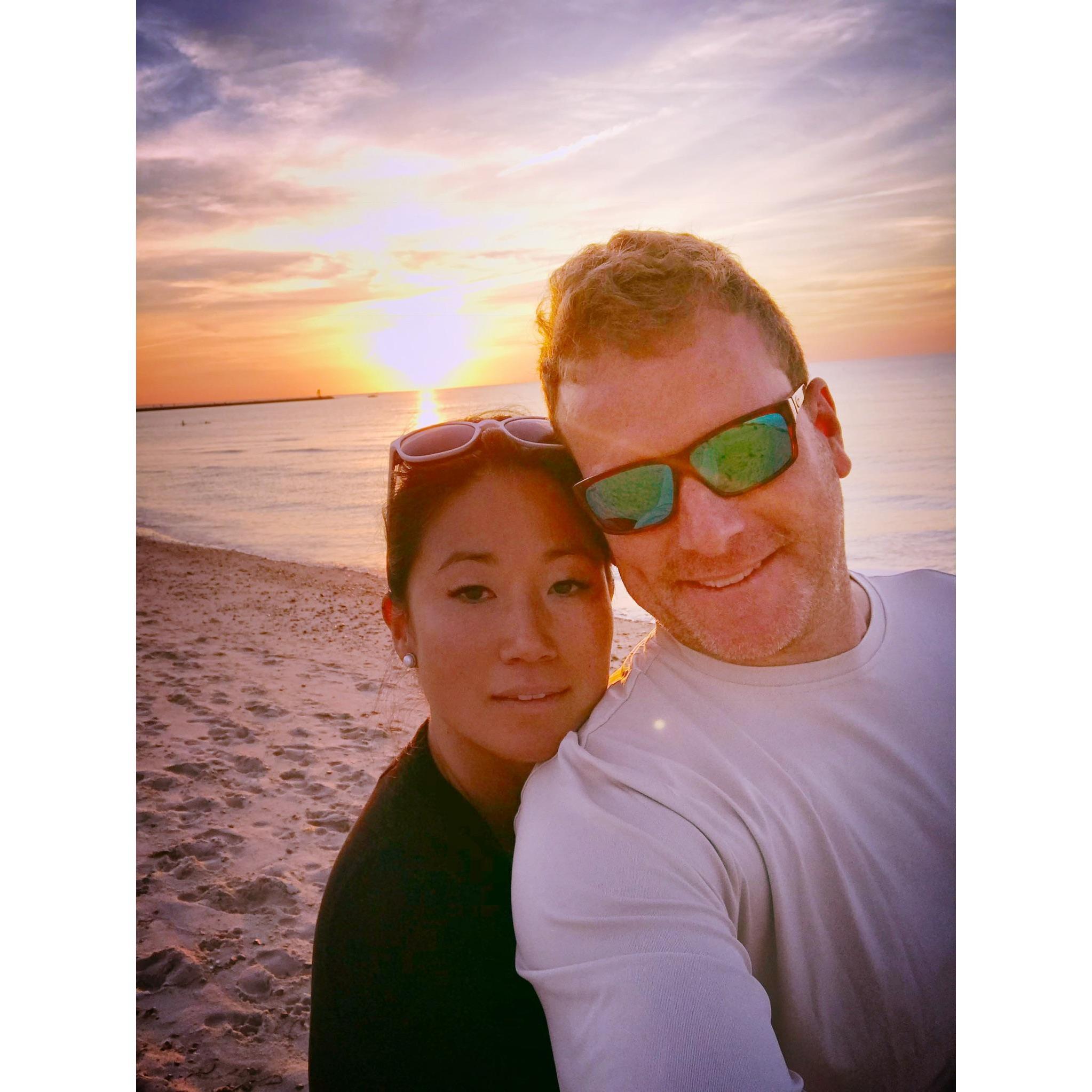 Fall sunset on Sea Street Beach, our favorite beach on Cape Cod.