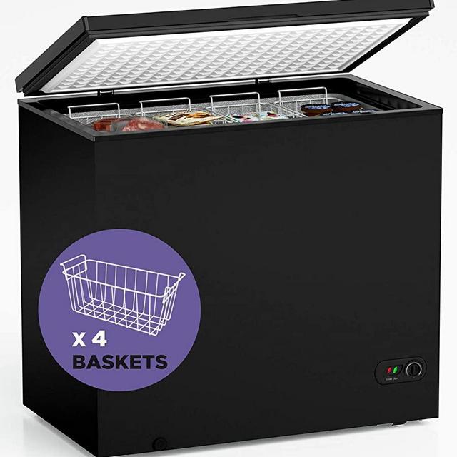 Northair Chest Freezer - 7 Cu Ft with 4 Removable Baskets - Reach In Freezer Chest - Quiet Compact Freezer - 7 Temperature Settings - Black