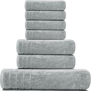 Tens Towels Pack of 8 Towels Set, Cool Grey