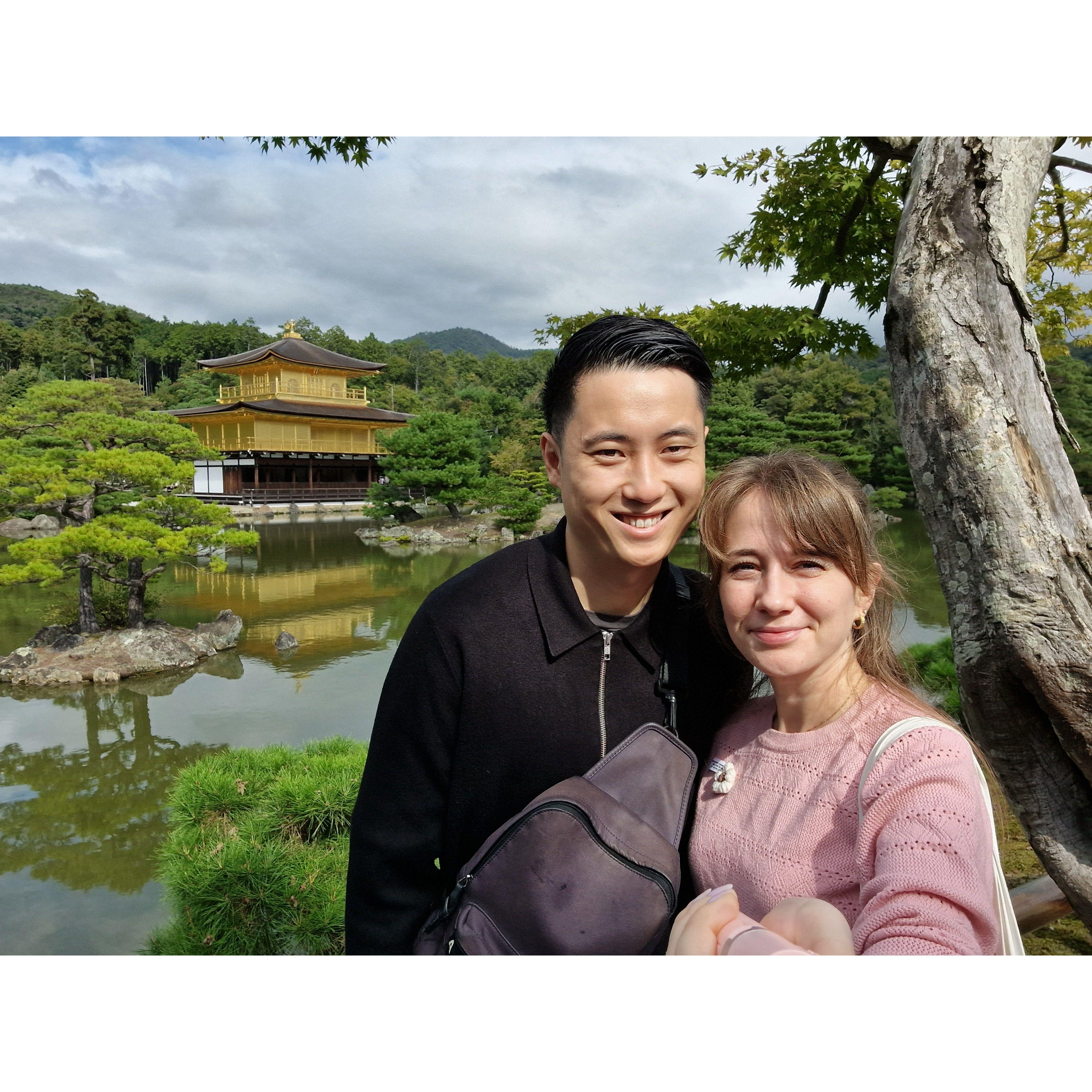 Nicking gold from Kinkakuji temple in Kyoto, Japan.