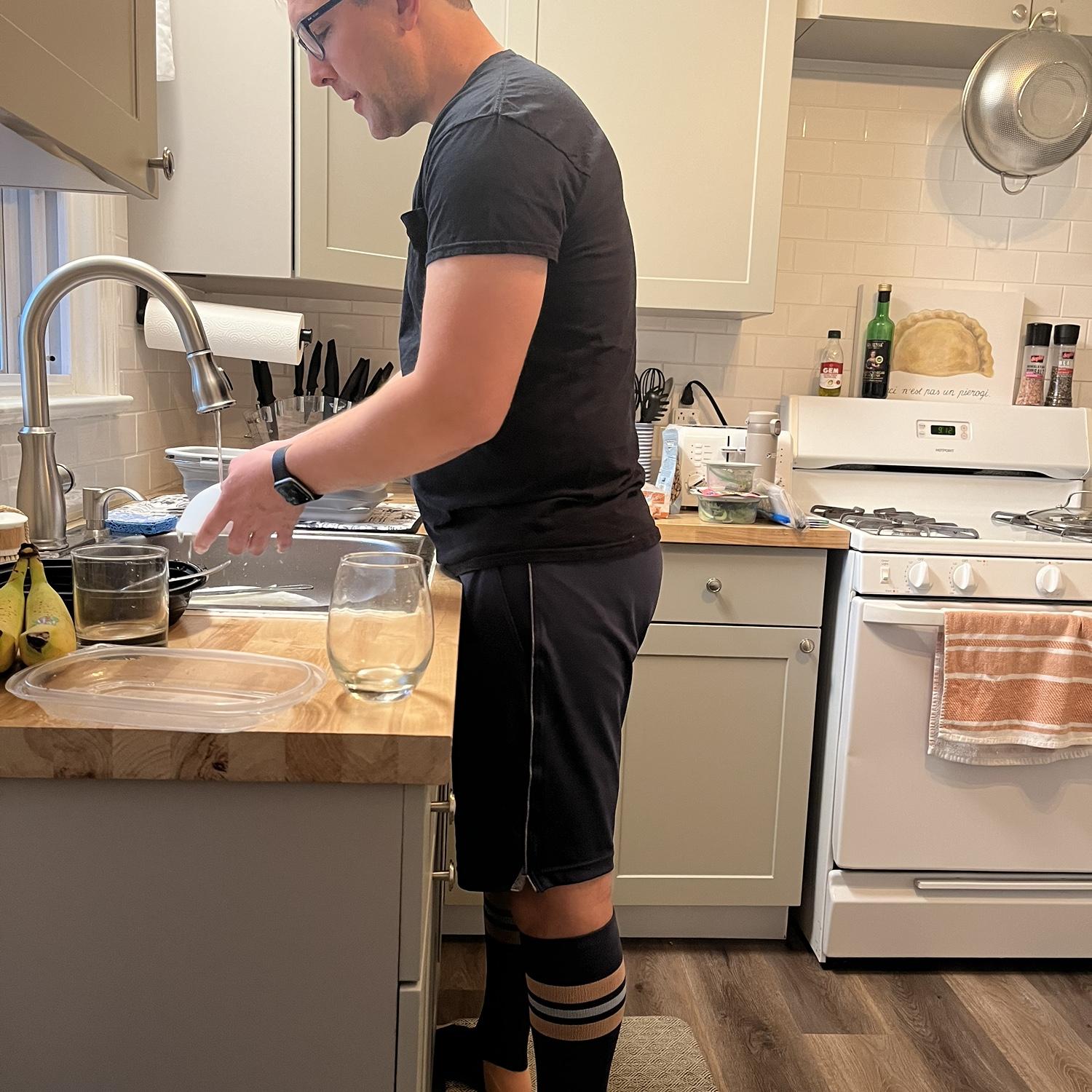 "You rest, I'll do the dishes in my socks"