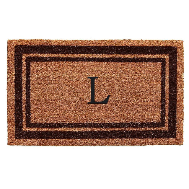 Calloway Mills 152982436L Brown Border 24" x 36" Monogram Doormat (Letter L)