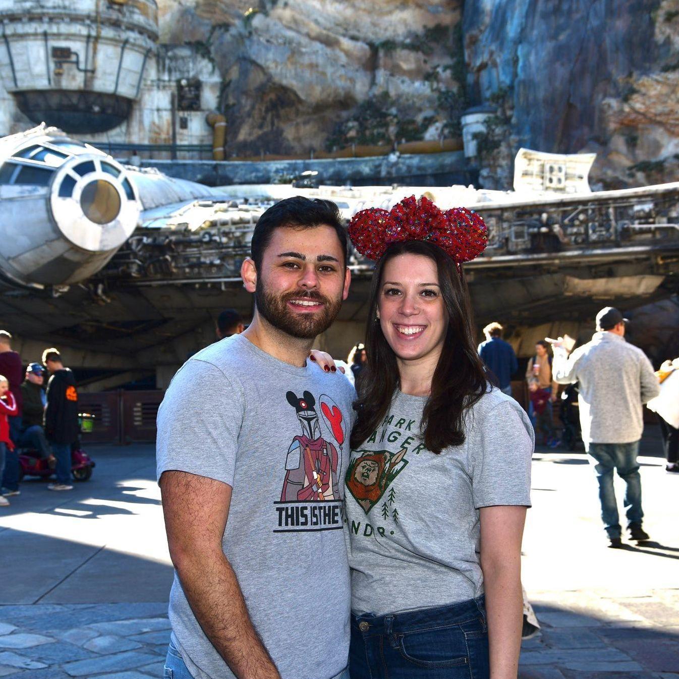 Just two dorks in their happy place... in Star Wars land