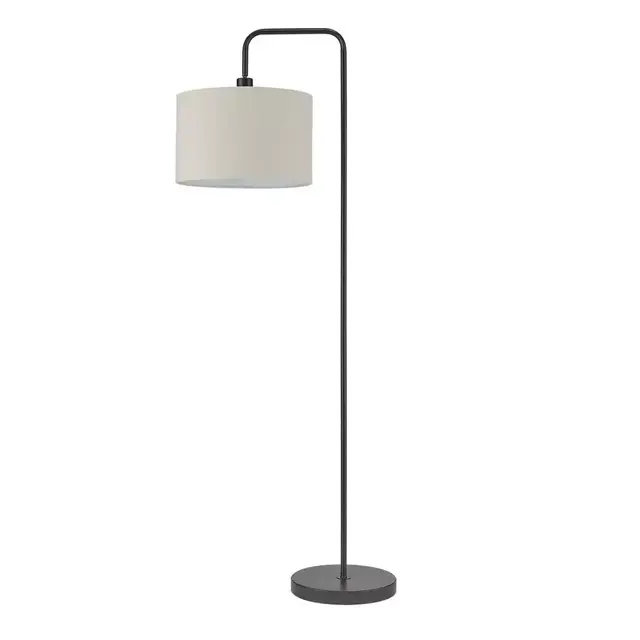 Barden 58 in. Dark Bronze Floor Lamp with Beige Fabric Shade