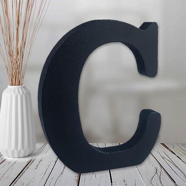 AOCEAN 6 inch Black Wood Letters Unfinished Wood Letters for Wall Decor Decorative Standing Letters Slices Sign Board Decoration for Craft Home Party Projects (C)