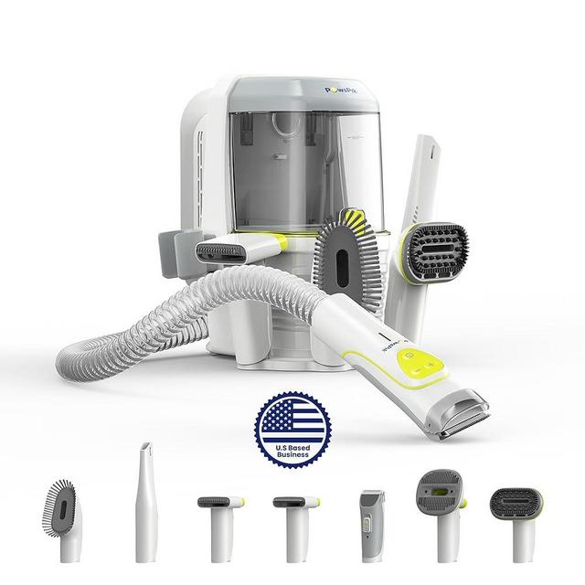 PAWSPIK Professional Pet Grooming Vacuum Kit, Dogs & Cats, Direct Handheld Control, 7 Grooming Tools, 6 Suction Levels, Large 2.2L Dust Bin, UL, HEPA Filter