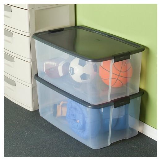 Sterilite® Ultra Clear Storage Bin Clear with Gray Lid 29gal