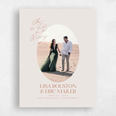 Beige Typography Wedding Save the Date - Menton Frame
