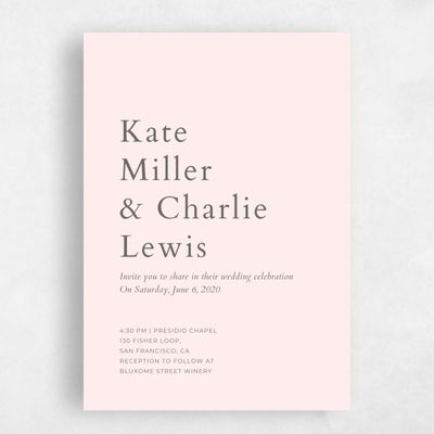 Blush, Pink Wedding Invitation - Morrison Solid