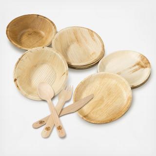 30-Piece Eco-Friendly Tropical Palm Leaf Fiesta Bundle, Serves 6