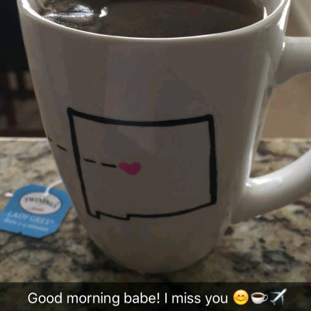 The cup Steph made for Omar. Long distance was tough but doing things to show we loved each other made it a million times better!