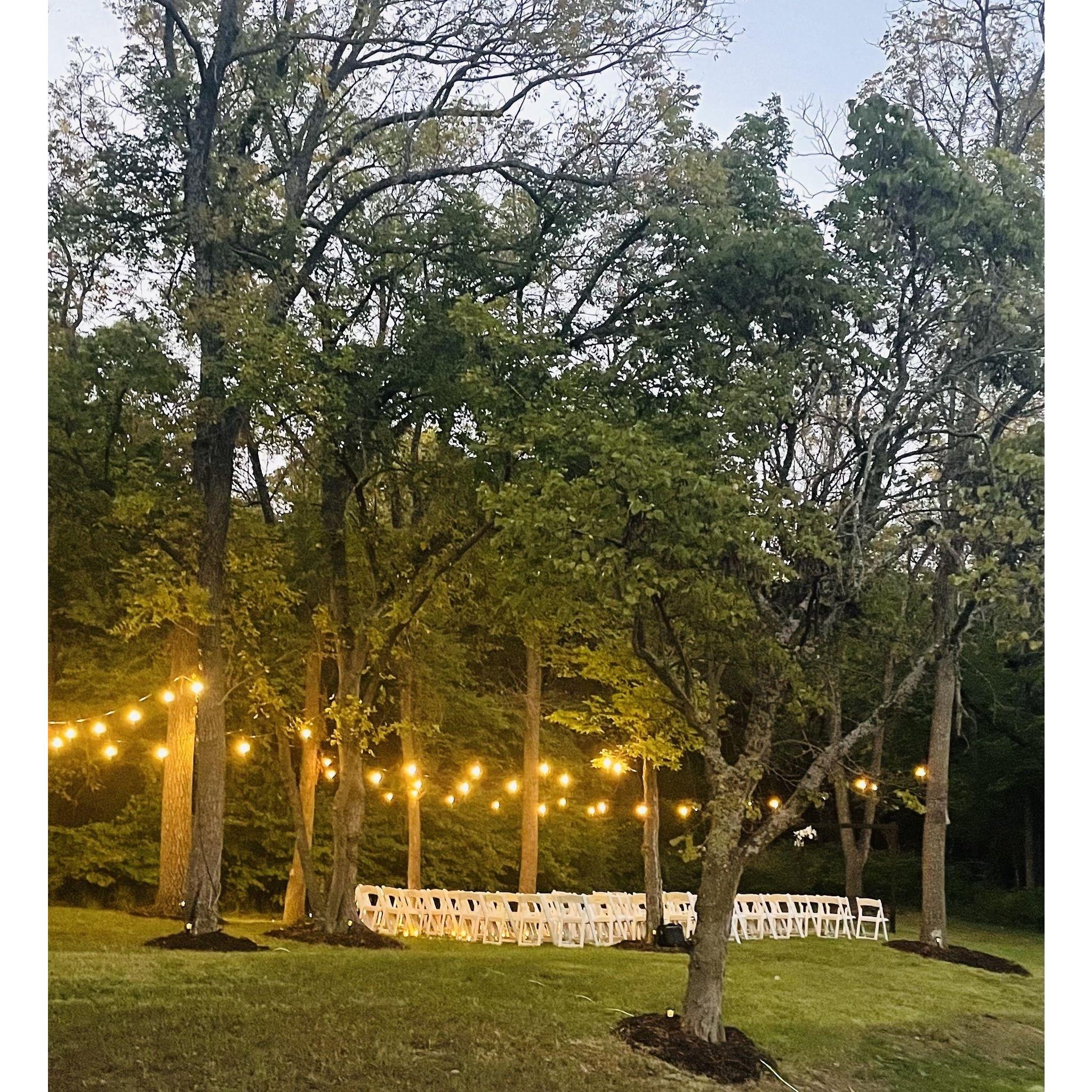 The ceremony will take place in this grass area.