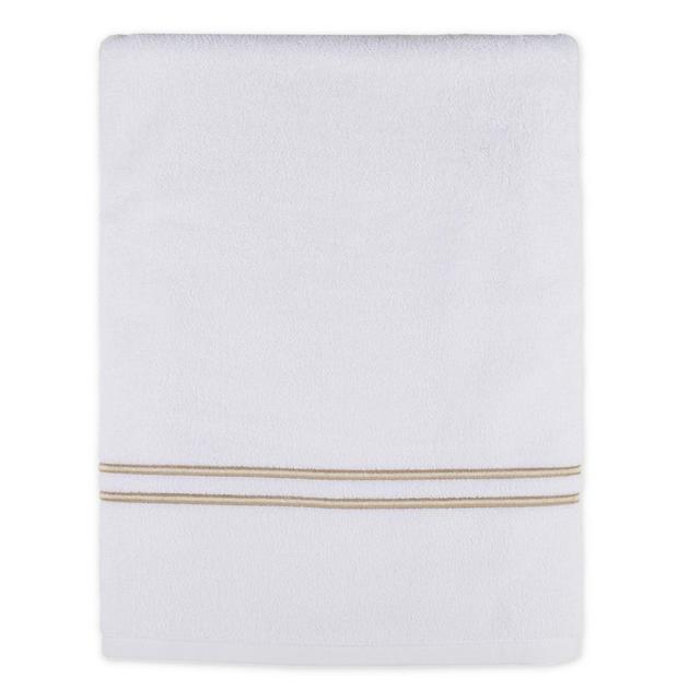 Wamsutta® Classic Turkish Cotton Embroidered Bath Towel in White/Taupe