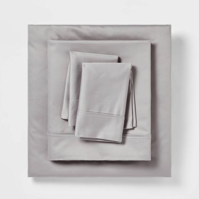 Full 400 Thread Count Fall Solid Performance Sheet Set Gray - Threshold™