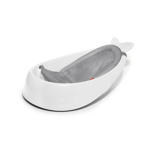 Skip Hop Moby Smart Sling 3-Stage Baby Bath Tub - White: Newborn Sling, Drain Plug, Sturdy Hook