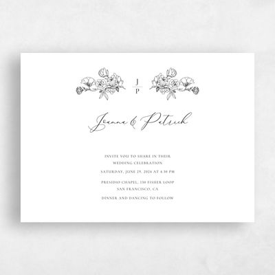 White Floral Wedding Invitation - Abelli Landscape