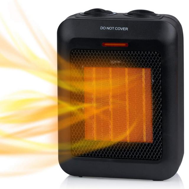 Portable Electric Space Heater 1500W/750W, Ceramic Room Heater with Tip-Over and Overheat Protection, 200 sq. Ft Fast Heating for Indoor Desk Office Floor, Black