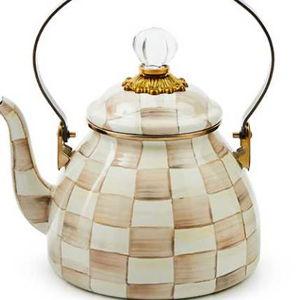 Mocha Check 2 Quart Tea Kettle