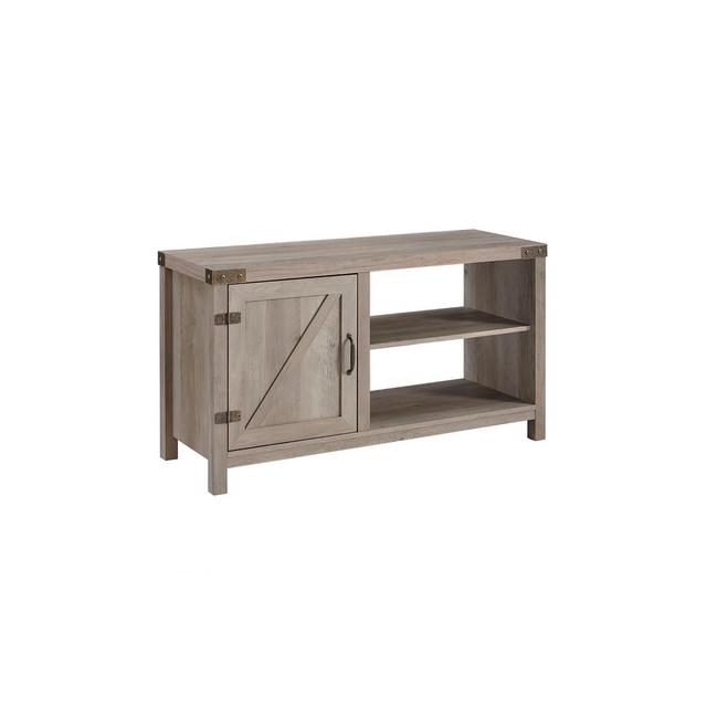 44" Rustic Farmhouse Barn Door Console Gray Wash - Saracina Home