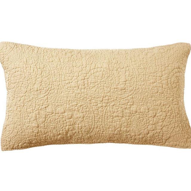 Belgian Flax Linen Floral Stitch King Shams, Daffodil, Set of 2