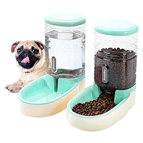 Happycat Pets Gravity Food and Water Dispenser Set,Small & Big Dogs and Cats Automatic Food and Water Feeder Set,Double Bowl Design for Small and Big Pets