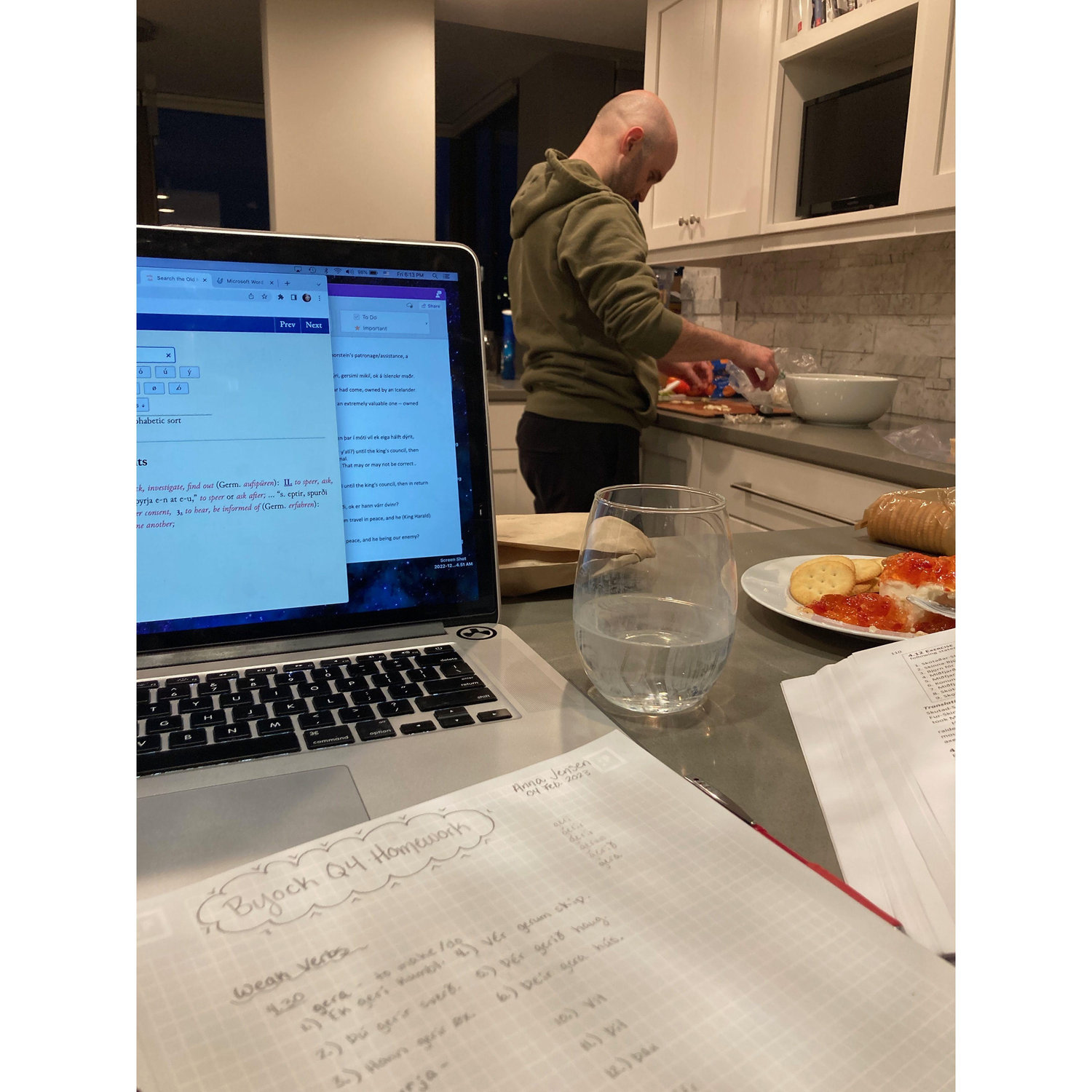Jake cooked for Anna long before she ever cooked for him, usually so that she could do her homework. He's so sweet!