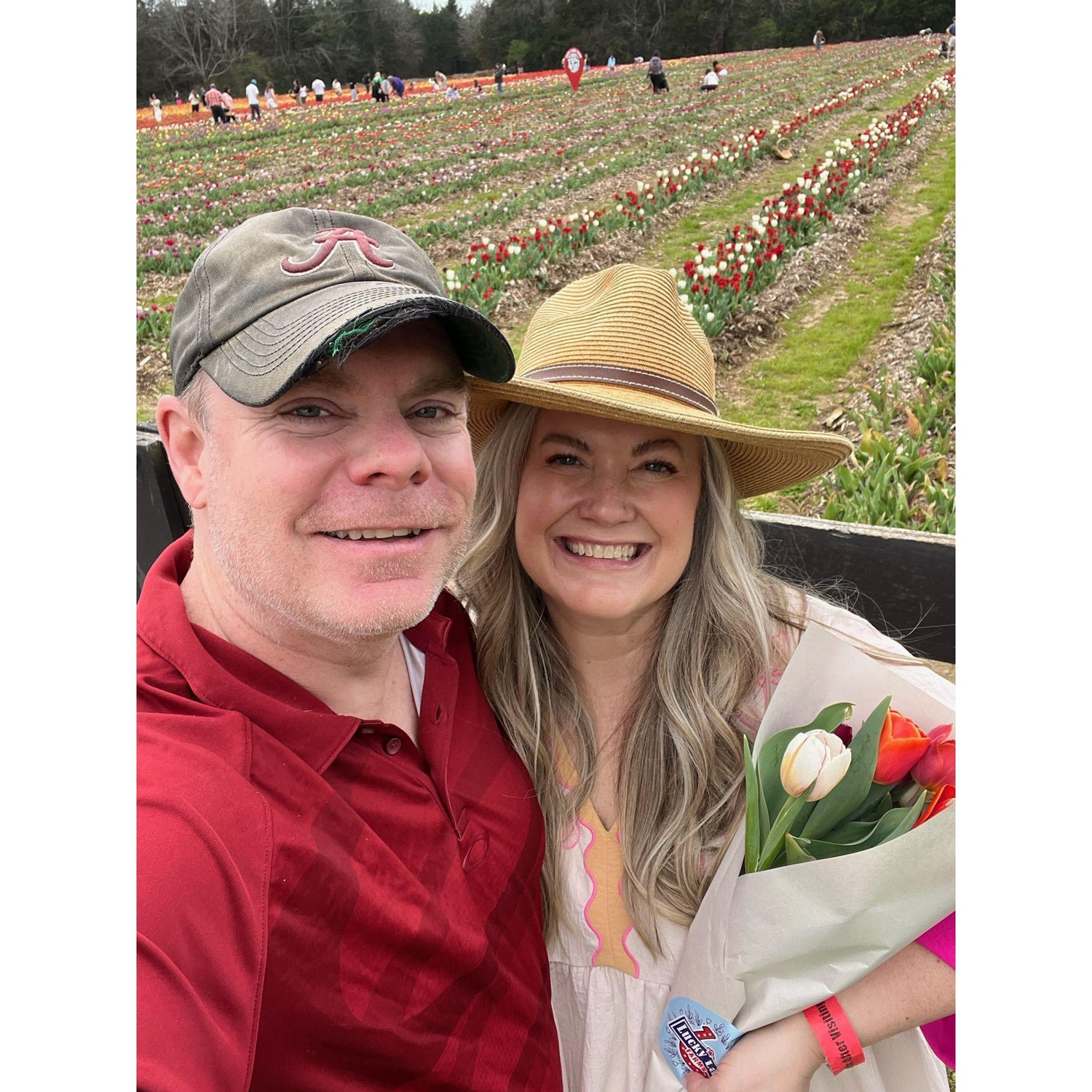 Andy is good at surprise dates like this one at a tulip farm!