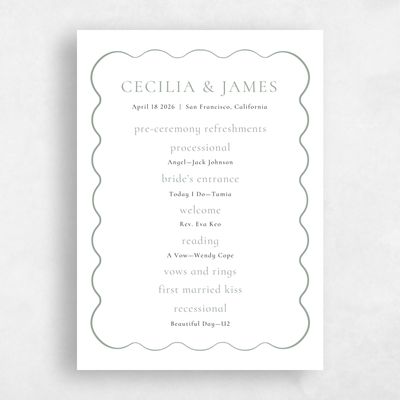 Sage, Green Wedding Program - Biltmore