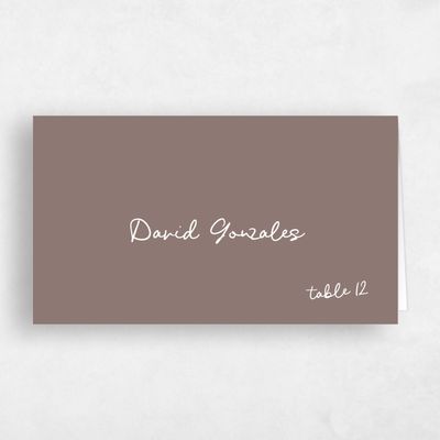 Taupe, Brown Wedding Place Card - Morgay