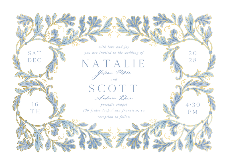 Briar Landscape Foil | Denim Blue | Zola Wedding Invitations