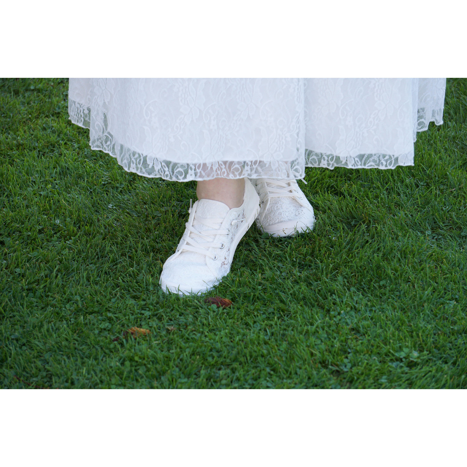 Lacey sneakers to match Jeanie's lacey dress.