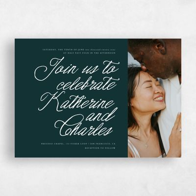 Dark Emerald, Green Wedding Invitation - Devan Photo