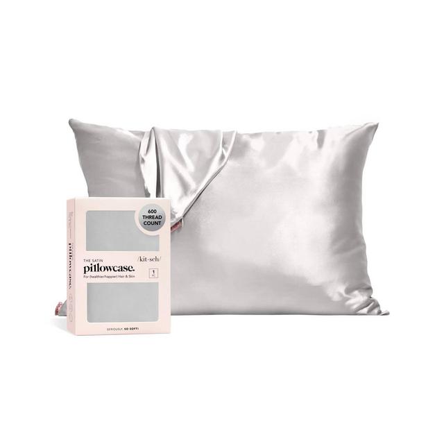 Kitsch Queen Size Satin Standard Pillowcase Thread Count "600" - Silver