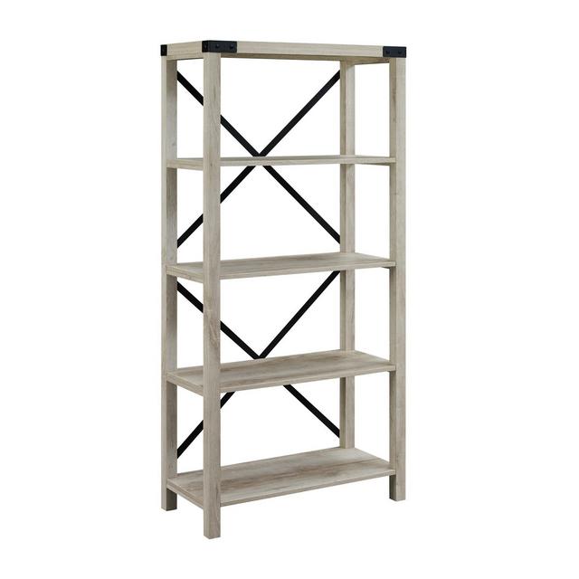 64" Farmhouse Metal Bookcase White Oak - Saracina Home
