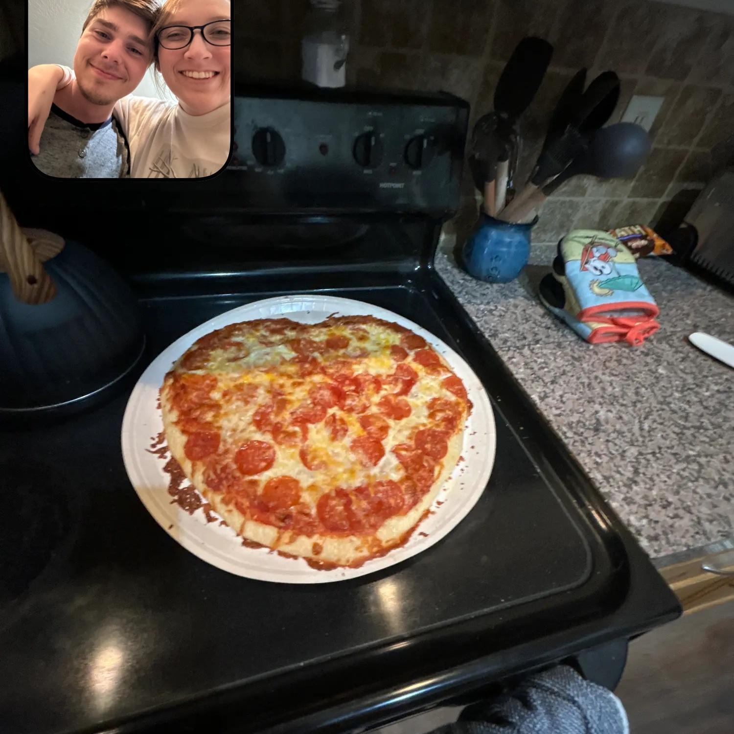 Our Valentines tradition, Papa Murphy’s heart pizza