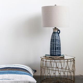 Stoneware Grid Pattern Table Lamp