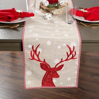 Reindeer Embroidered Table Runner