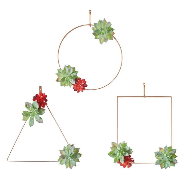 Madison Park Succulent Trio Man-made Succulent on Metal Hangers, Set of 3