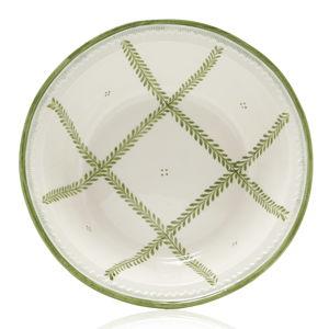 Large Leaf-Painted Ceramic Salad Bowl