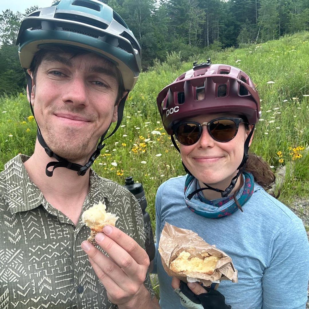 Cheese and bread for lunch while bikepacking in Vermont.