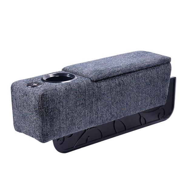 ARMRESTO Multifunctional Sofa Armrest, Couch Armrest with Wireless Charge Stand, Removable Couch Caddy with Storage,Including LED Reading Light,Navy
