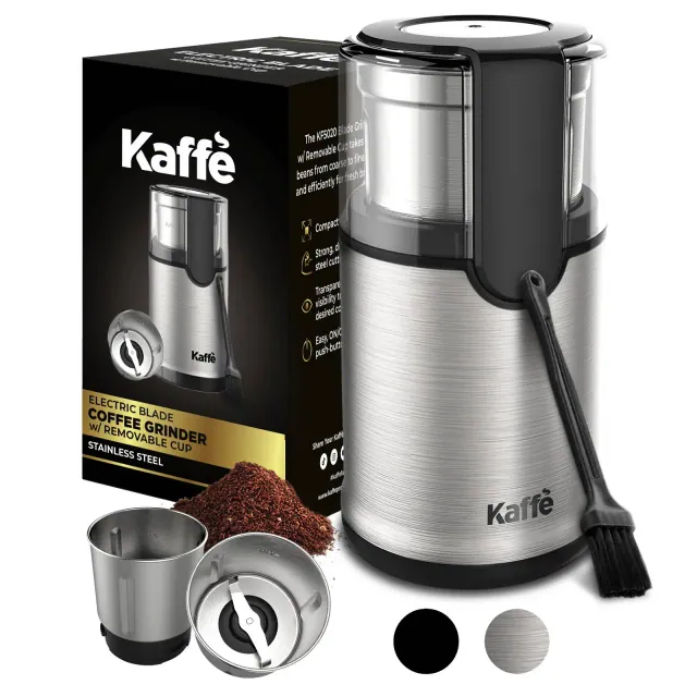 Electric Coffee Blade Grinder/Cleaning Brush with Removable 4.5oz Cup Stainless Steel: Kaffe Coffee Grinder for Beans