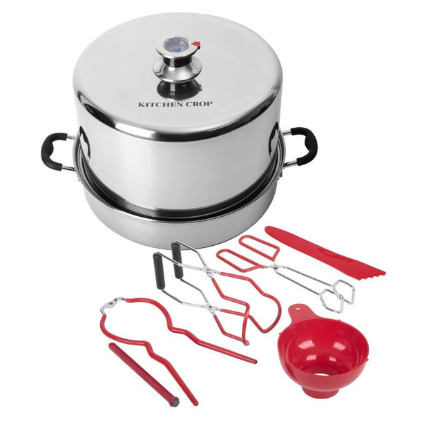 Kitchen Crop Steam Canner with Temperature Indicator (Stainless Steel Steam Canner + Tools)