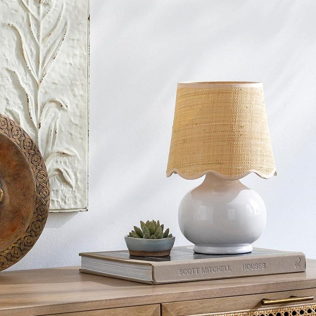 Mark&Day Table Lamps, Kolleen Cottage White Bedside Table Lamp for Nightstand Bedroom, Living Room or Office (13" H x 8" W x 8" D)