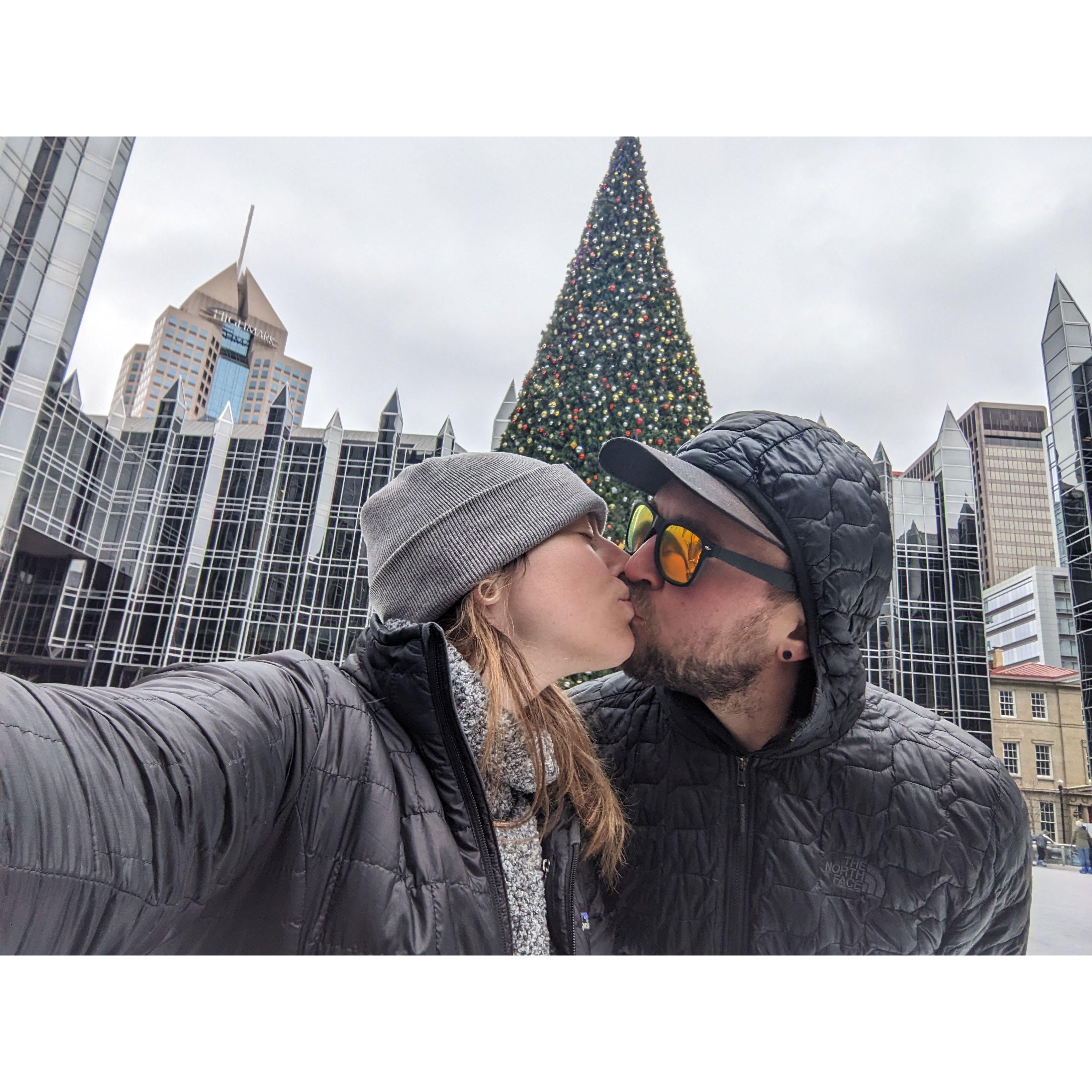 We were ice skating in downtown Pittsburgh while on a trip to visit Evan's family.