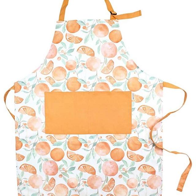 Sage and Stitch Adjustable Neck Cooking Apron for Women 27'' x 33'' Machine Washable with 2 Pockets for Chef BBQ Baking - Oranges