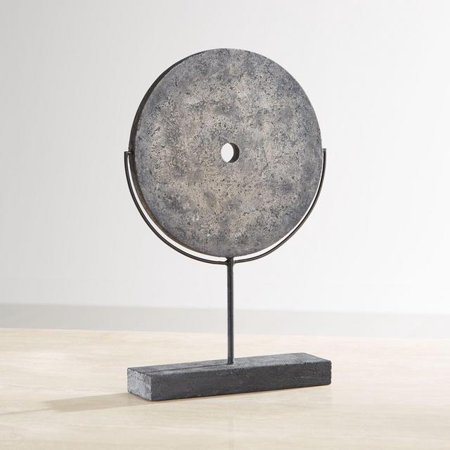 Dark Grey Volcanic Ash Disc Sculpture